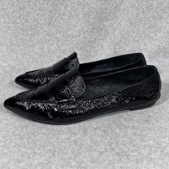 AGL Loafers Womens 11 US Black Patent‎ Leather Pointed Toe Shoe Flats Business - Picture 3 of 16